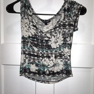 Black and White Floral Teen Crop Top